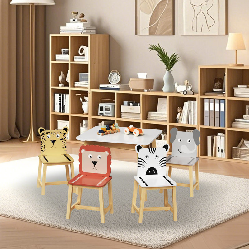 Ensemble de table et de chaises pour enfants, ensemble de 3 à 5 pièces pour table et chaises pour tout-petits, ensemble de table de jeu en bois