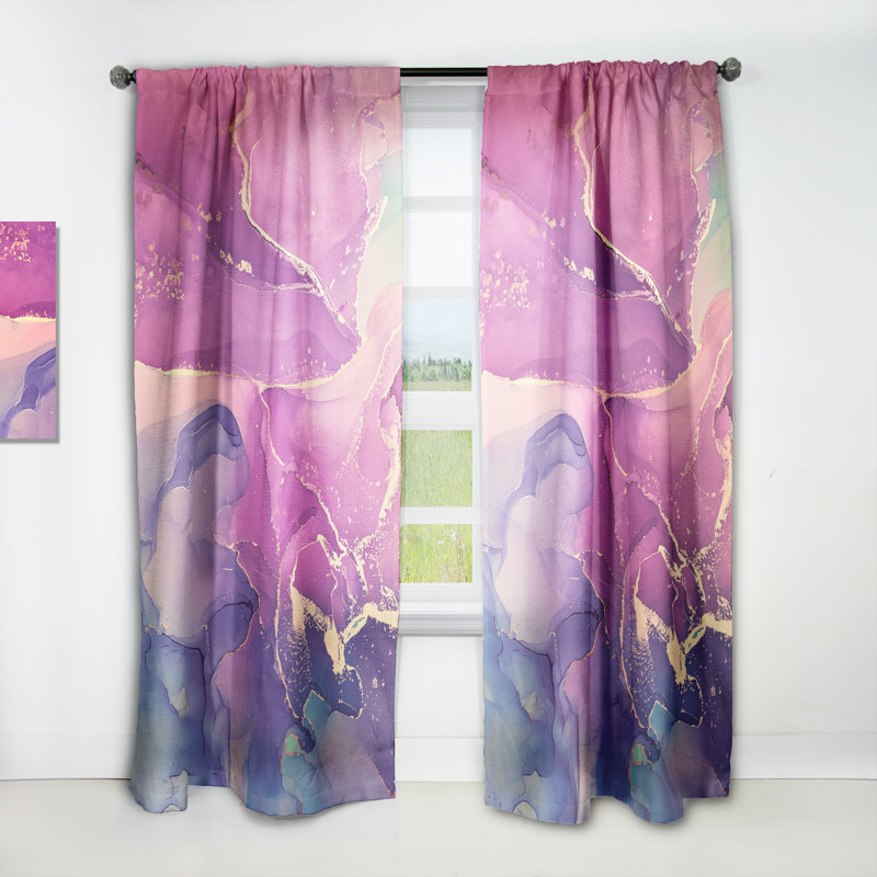 Rideau en velours moderne mauve et liquide fuchia mauve et liquide XX - obscurcissant - 1 panneau, L 52 po x L 63 po