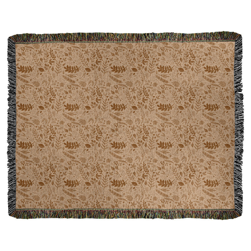 Hand Woven Throw Blanket, 80" W x 60" L, Brown/Beige