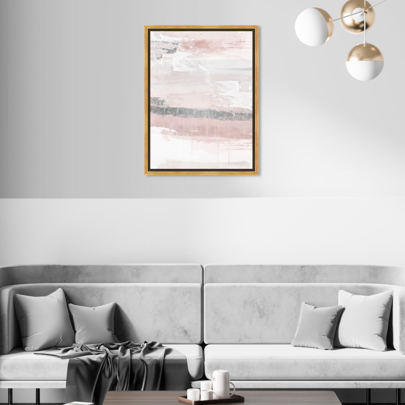 Éléments sophistiqués rosés - peinture, Toile encadrée dorée, H 20 po x l 16 po