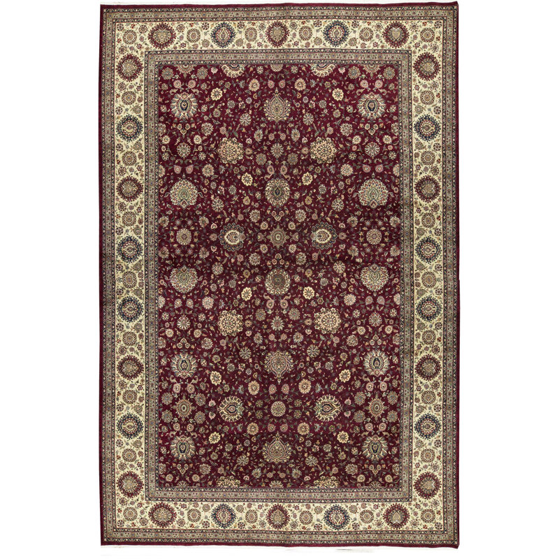 Tapis vin et bleu marine de haute qualité noué à la main