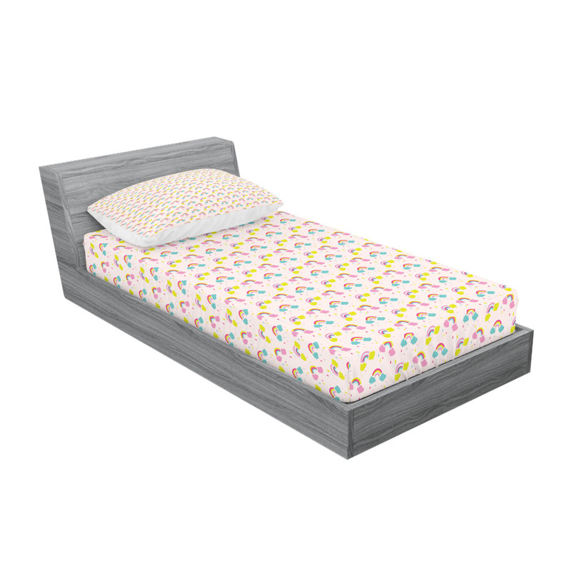 Multicolore drap-housse et coussin décoratif Ambesonne, Ensemble de draps pour lit simple + 3 pièces supp