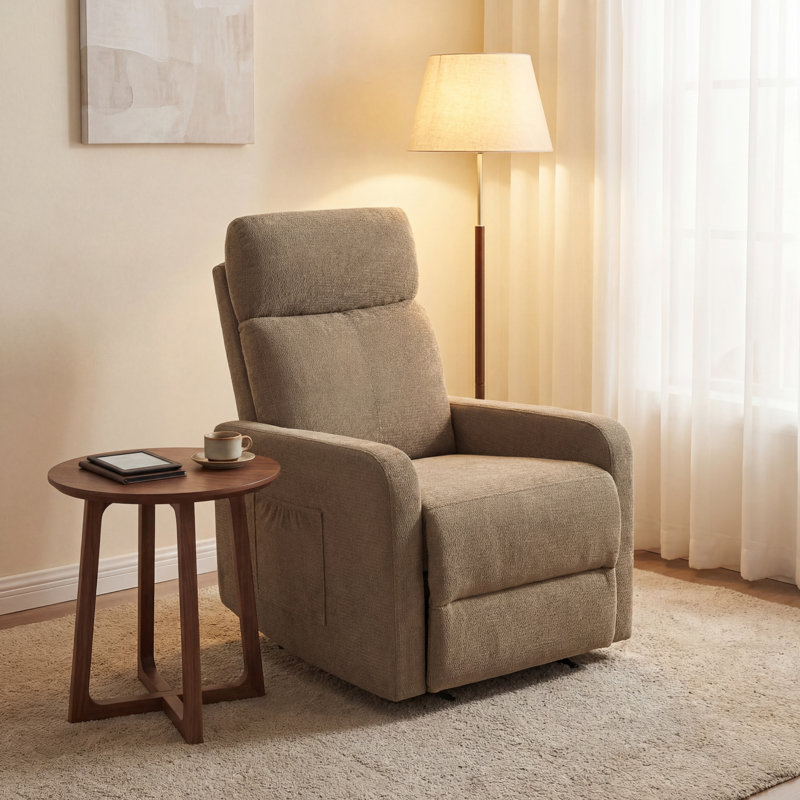 Fauteuil inclinable électrique près du mur 27 po avec dégagement compact Chenille, Chenille brun