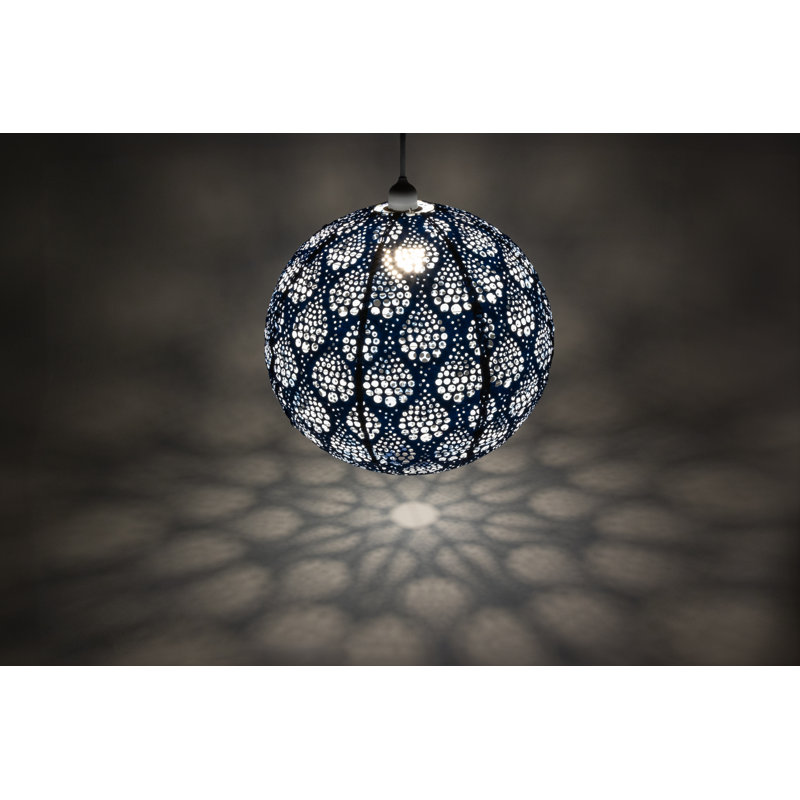 Marine Blue Dewdrop Patterned Tyvek Pendant Lamp