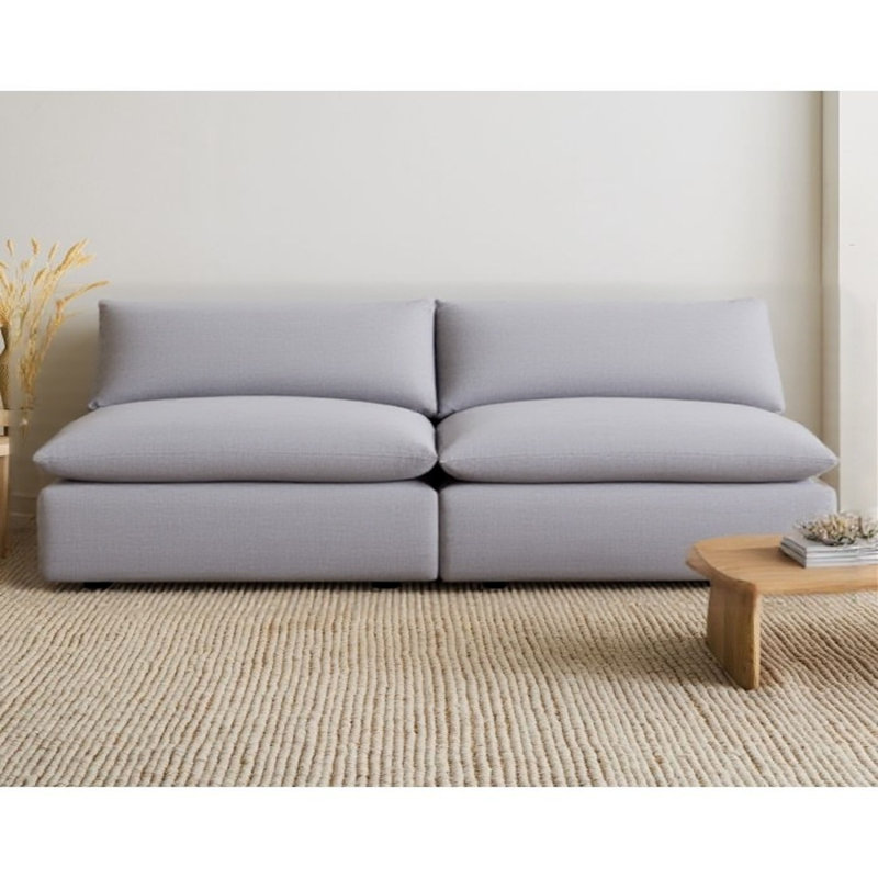 Annabella 2-Piece 81" Upholstered Modular Armless Sofa, Effie Gray Performance Weave