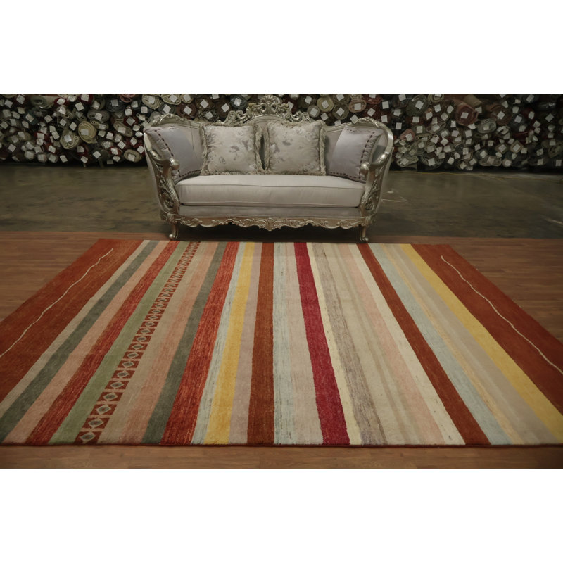 Tapis contemporain contemporain multicolore 8 x 10