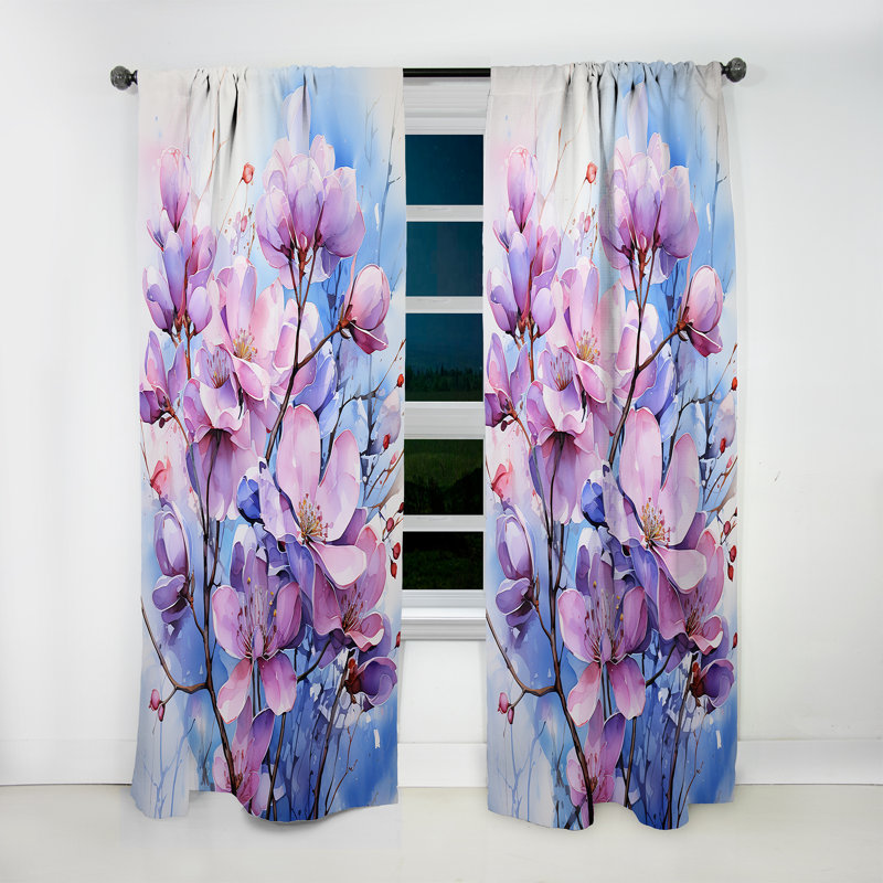Tortelli Lilacs Representation Multicolored Acrylic II - Traditional Velvet Curtain - 1 Panel, 52" W x 95" L