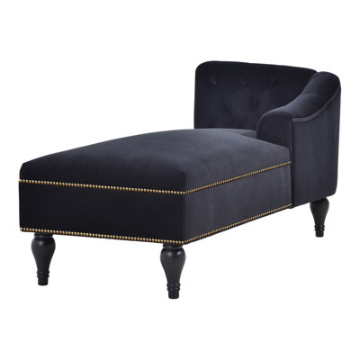 [New+Video] 58''Velvet Chaise Lounge,Button Tufted Right Arm Facing Lounge Chair With Nailhead Trim & Solid Wood Legs For Living Room Or Office,Sleeper Lounge Sofa (New Style Of WF284880AAB)