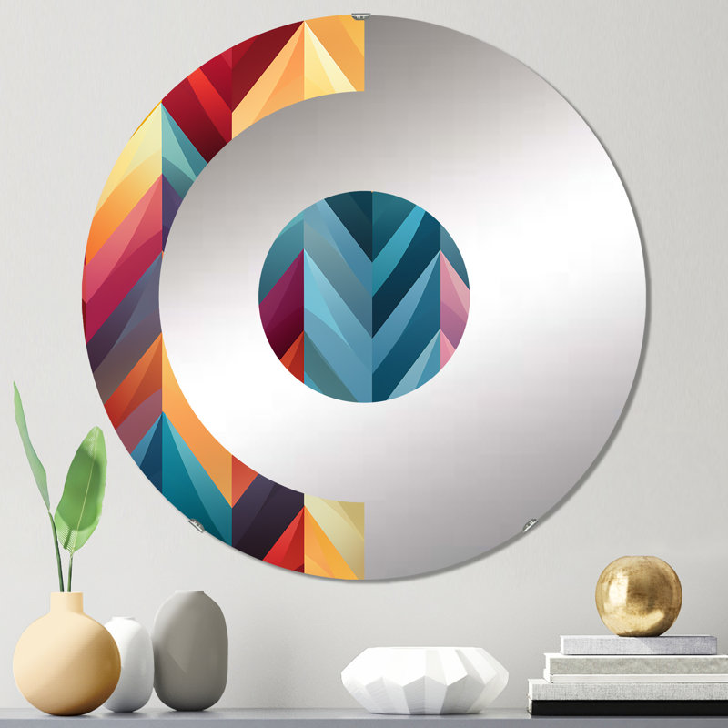 Miroir mural demi-cercle coloré, 23,6 po x 23,6 po