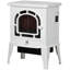Poêle électrique 18 po, foyer autoportant avec flamme DEL réaliste, température réglable, protection contre la surchauffe, 750 W / 1500 W, blanc