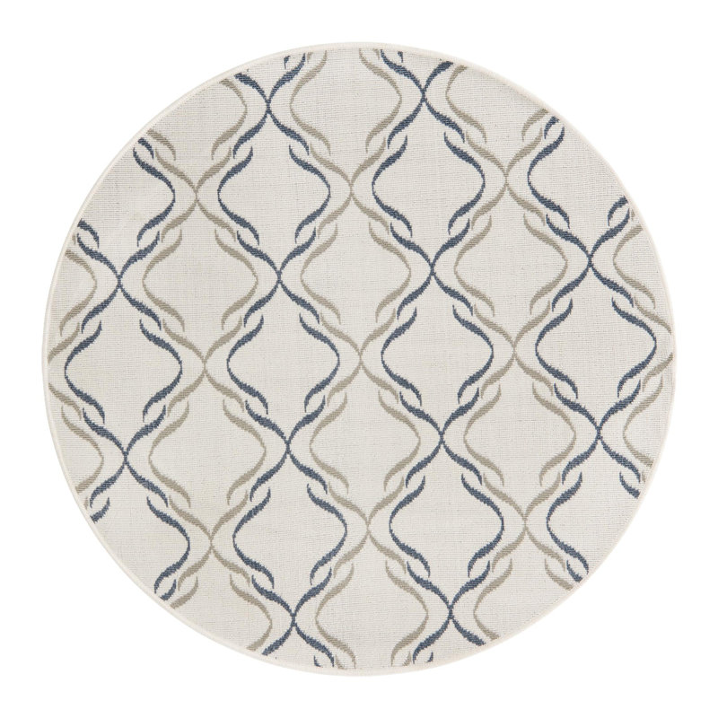 Tapis intérieur / extérieur ivoire Draupadi, Rond 4 pi