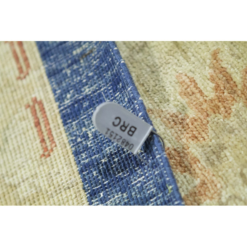 Hand-Knotted High-Quality Blue and Beige Area Rug