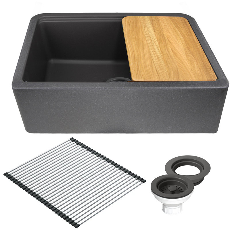 Plymouth 29.75'' L Single Basin Kitchen Sink, Black