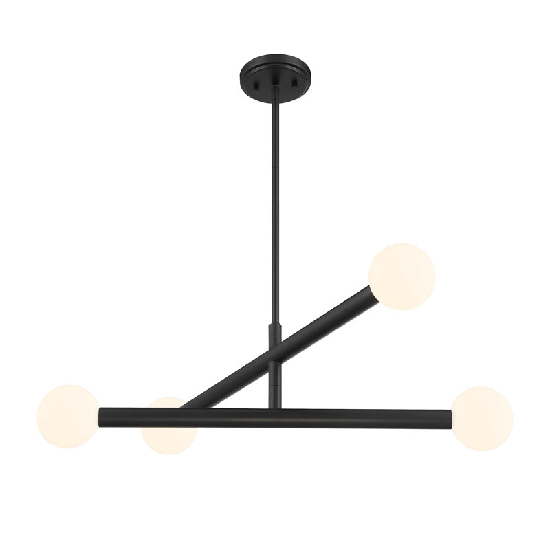 Omied 4-Light Chandelier in Matte Black, Matte Black