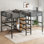 Loft Bed Twin Size With Desk, Metal Double Loft Bed Frame With Charging Station, Wardrobe & Storage Shelves, Noise Reduced, For Kids Teens Adults,woodgrain