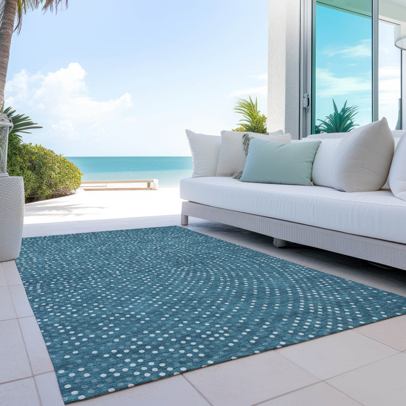 Teal Synthetic Flat Woven Washable 3' x 5' Area Rug