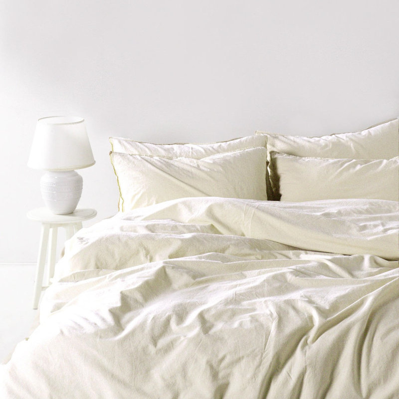 Ensemble de housse de couette 100% coton Snavely, Housse de couette simple + 1 taie d'oreiller 24 po, Blanc
