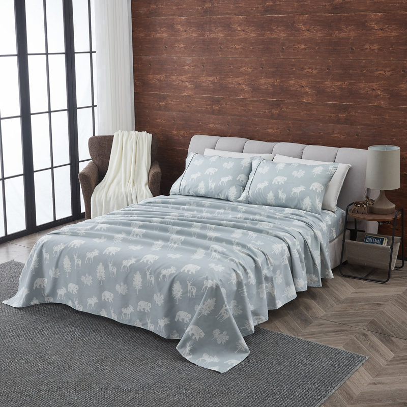 Full Light Grey Forest Animal Microfiber Sheet Set