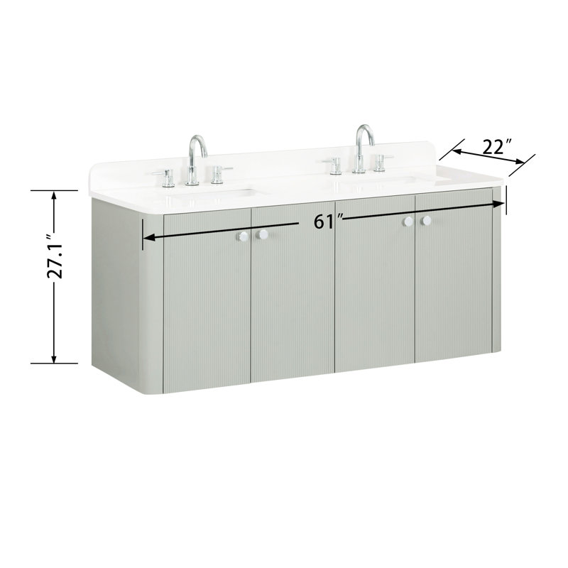 Haley 60 in. Double Sink Bathroom Vanity in Soft Sage with Top, White Quartz
