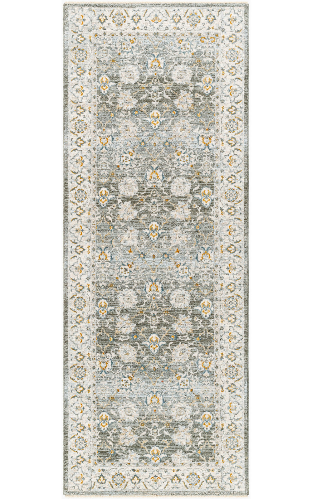 Delyse Olive/Gold/Beige/Gray Rug, Runner 2'7" x 10'