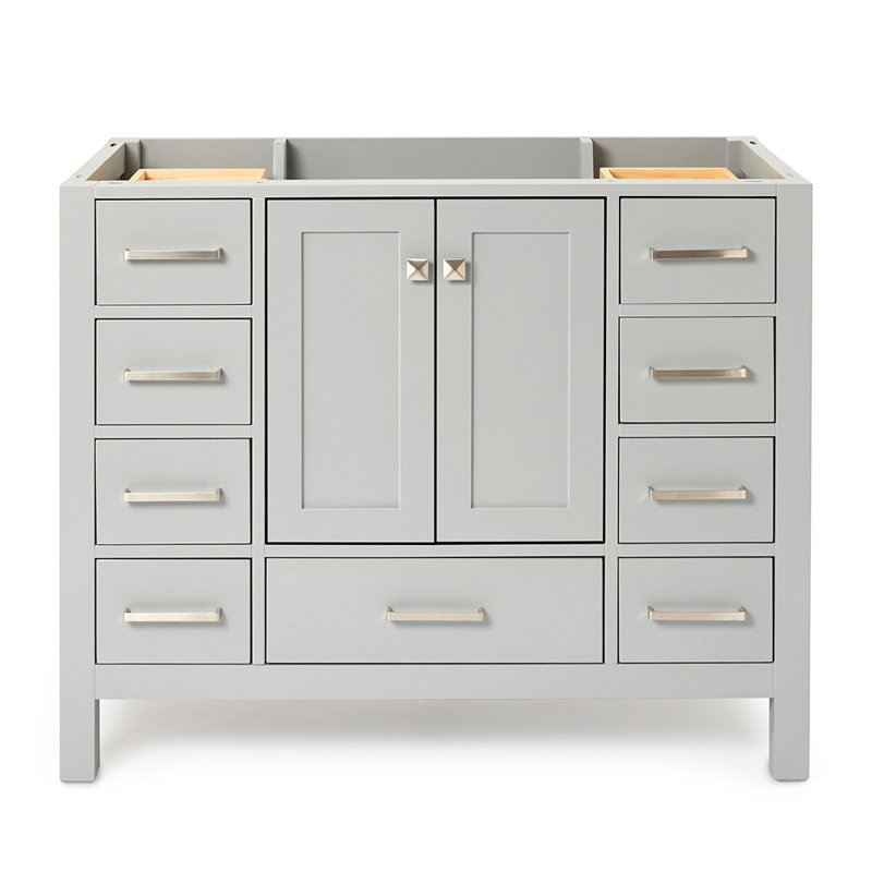 Cambridge 42'' W Single Bathroom Vanity Base, Brushed Nickel, Gray