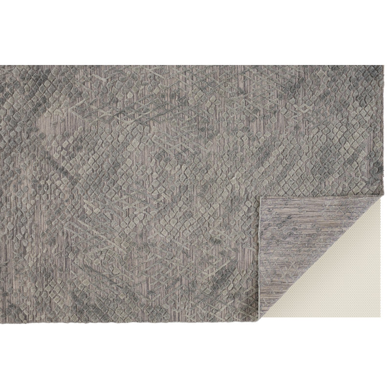 Tapis gris tissé à la main, Rectangle 5 pi x 8 pi