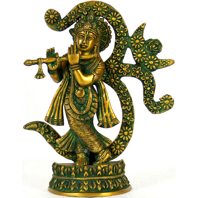 Flûte Krishna, sur fond d'Om