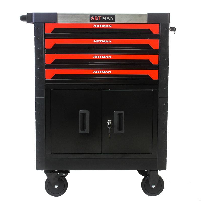 Chariot à outils amovible 4 tiroirs avec serrure