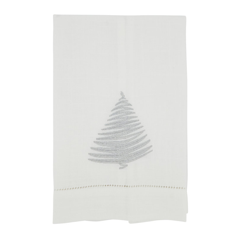 Ensemble de 4 serviettes d'invité pour arbre de Noël Holiday Haven, Argent