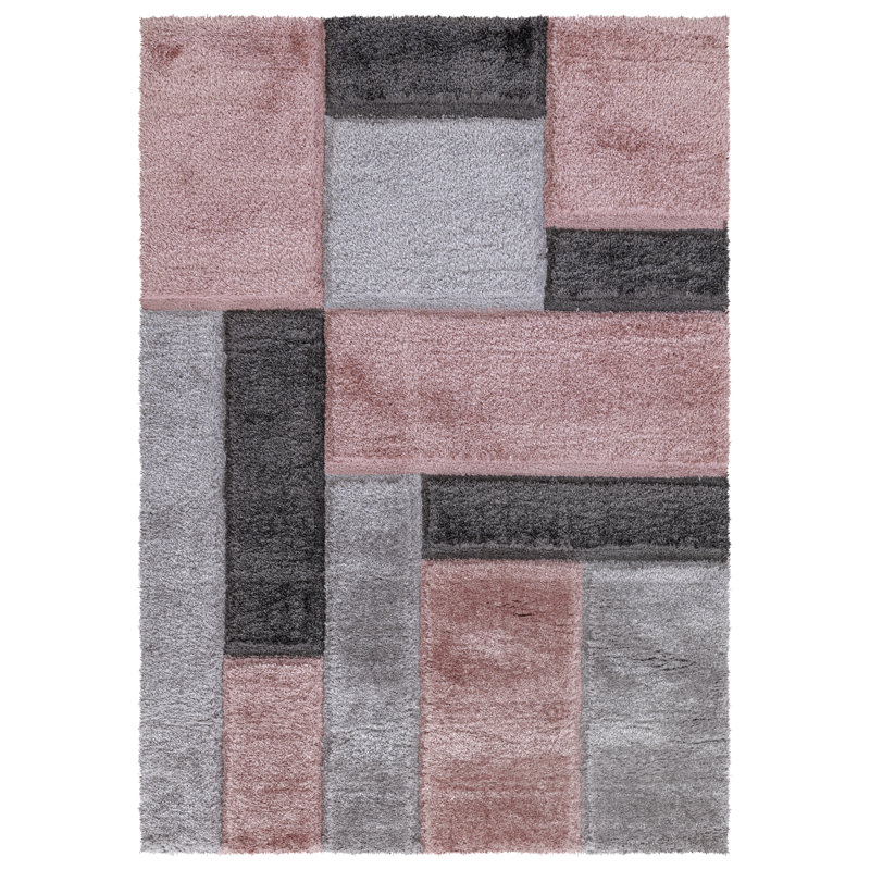 Geometric Shaggy Area Rug, Rectangle 203 x 381 cm