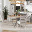 5-Piece Retro Functional Dining Table Set Wood Round Extendable Dining Table And 4 Upholstered Dining Chairs-1045769661