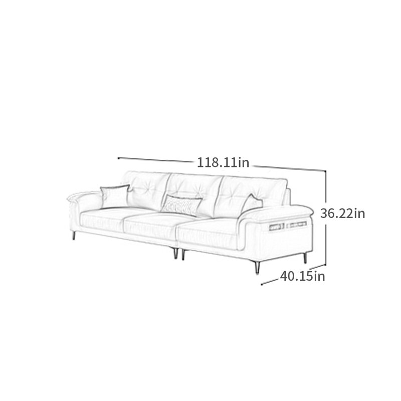 Canapé moderne et simple à lumière droite de luxe, H 36,22 po x l 118,11 po x P 40,15 po, 4