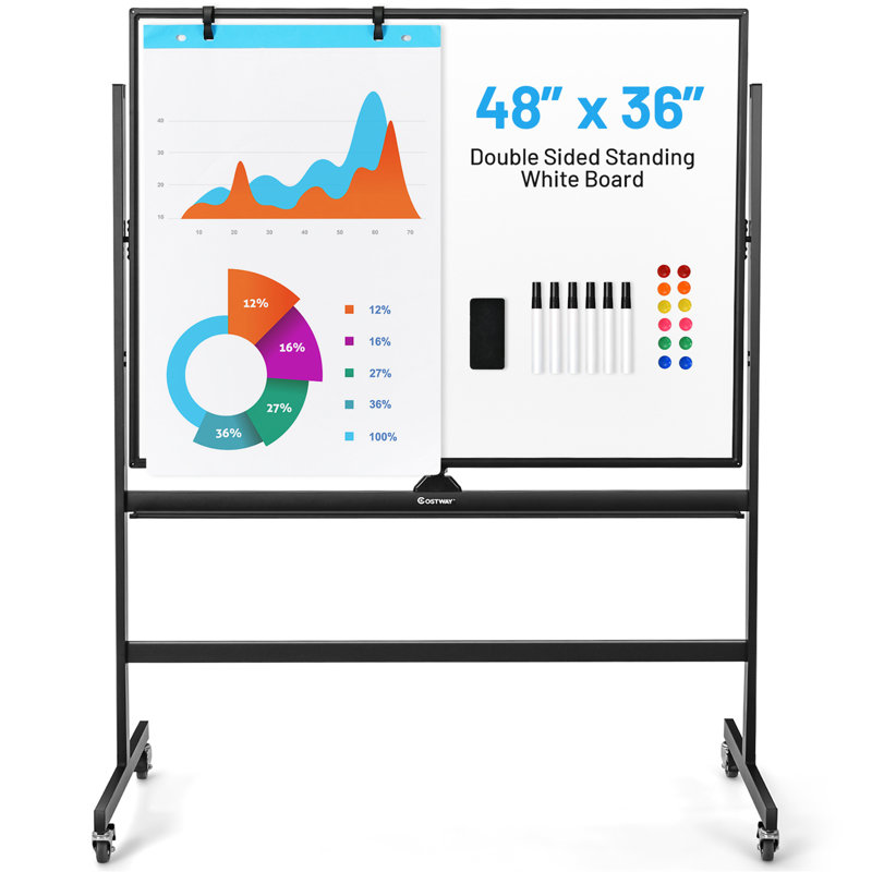 Wall Mounted Magnetic Whiteboard, 48''x36''
