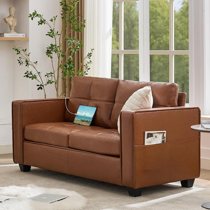 65" Modern Sofa, Brown