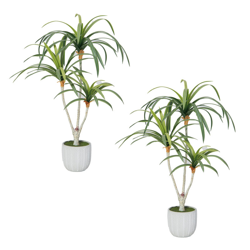 Ensemble de 2 arbres artificiels Dracaena | Real Touch de 28 po, parfait pour les décors intérieurs et extérieurs