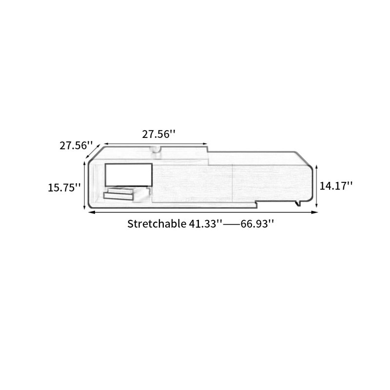 Table basse rétractable Modern, H 15,75 po x L 41,33 po x l 27,56 po
