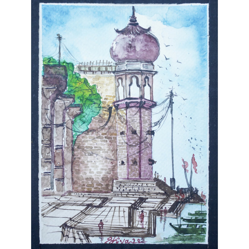 Varanasi Ghat | Aquarelle de Shiva Pandey