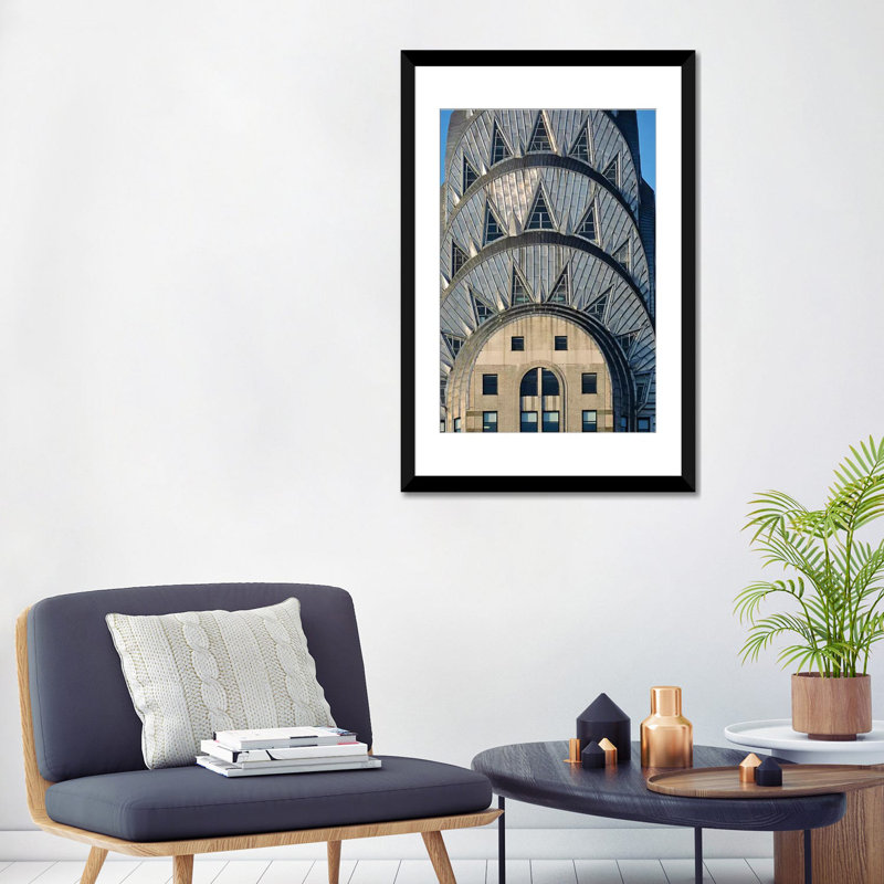 «Chrysler Building», photographie sur toile, H 32 po x l 24 po x P 1 po, Papier beaux-arts encadré noir, Blanc