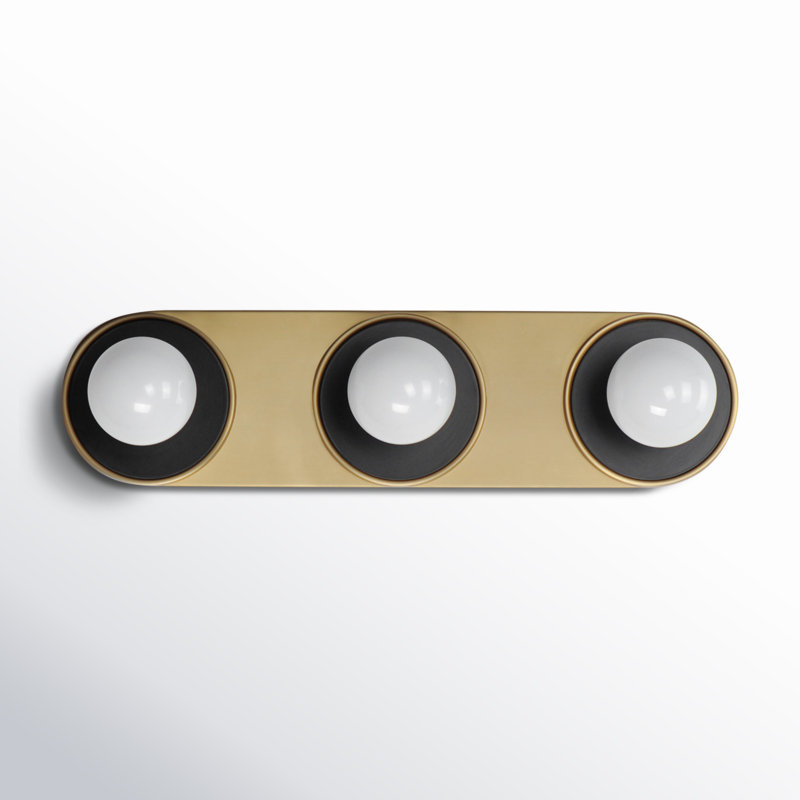 Rocha 3 Light Dimmable Bath Bar, No, Black/Natural Aged Brass