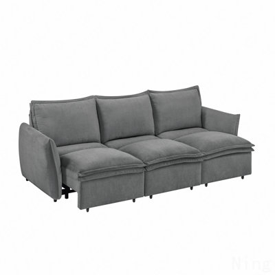 Eaden Gray Chenille Power Sofa W/Sleeper