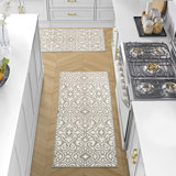 Feya Machine Woven Synthetic Damask Aera Rug in Green/White