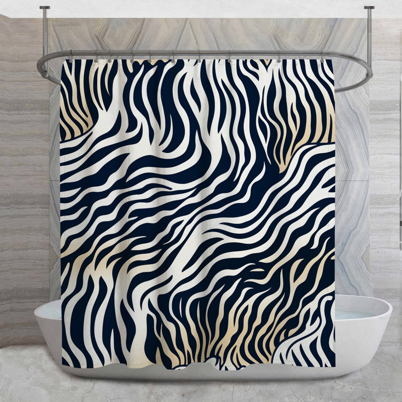 Rideau de douche à motif zébré, H 93 po x l 70 po