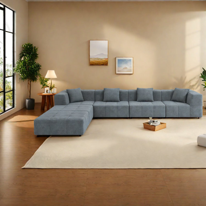 Canapé modulaire confortable en flanelle gris modulaire