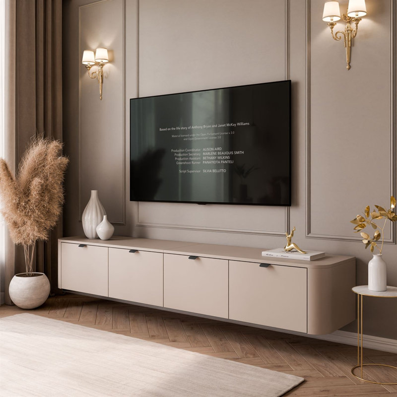 Unfinished TV Stand for TVs up to 60", Cashmere/Black