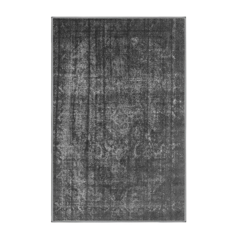 Tapis rond gris en polyester / chenille tissé à la machine 6 pi Giacobo, Rectangle 2 pi x 3 pi