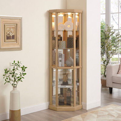 Armoire d'angle en verre antique, vitrine élégante pour le salon et le bar, pour les collections et le vin