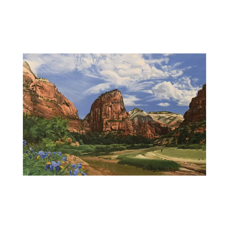 Angels Landing Zion by Nick Savides - Painting on Canvas, 30.48 cm H x 45.72 cm W, Wrapped Canvas