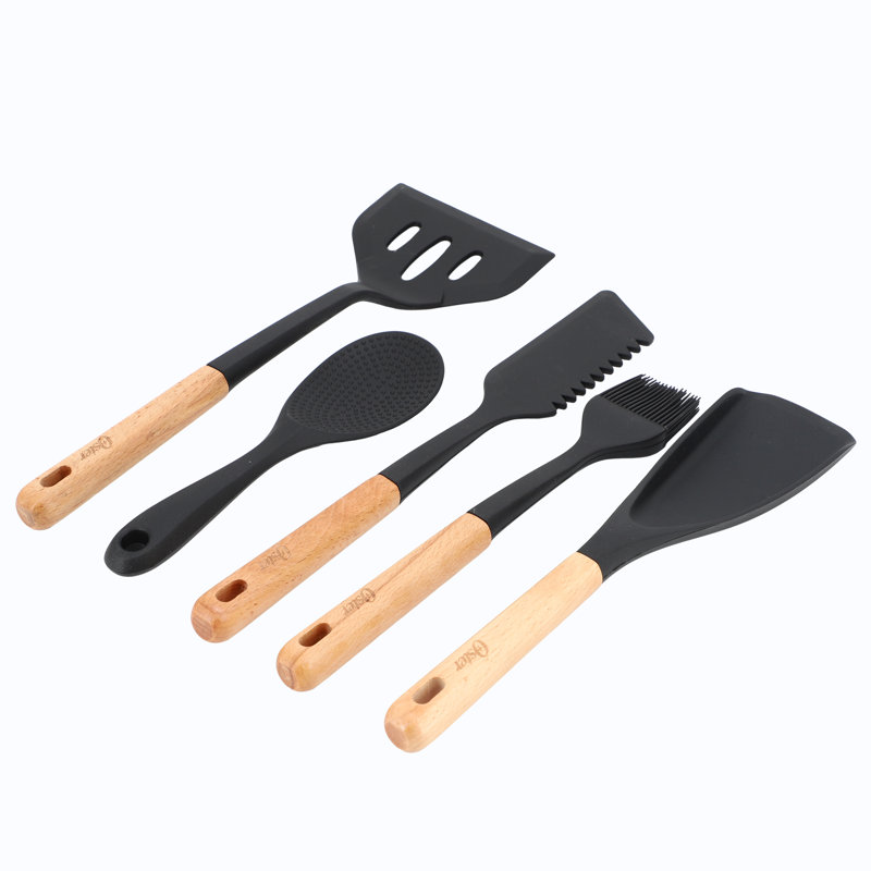 Ensemble d'outils de cuisine en bois et silicone 5 pièces Oster Marion