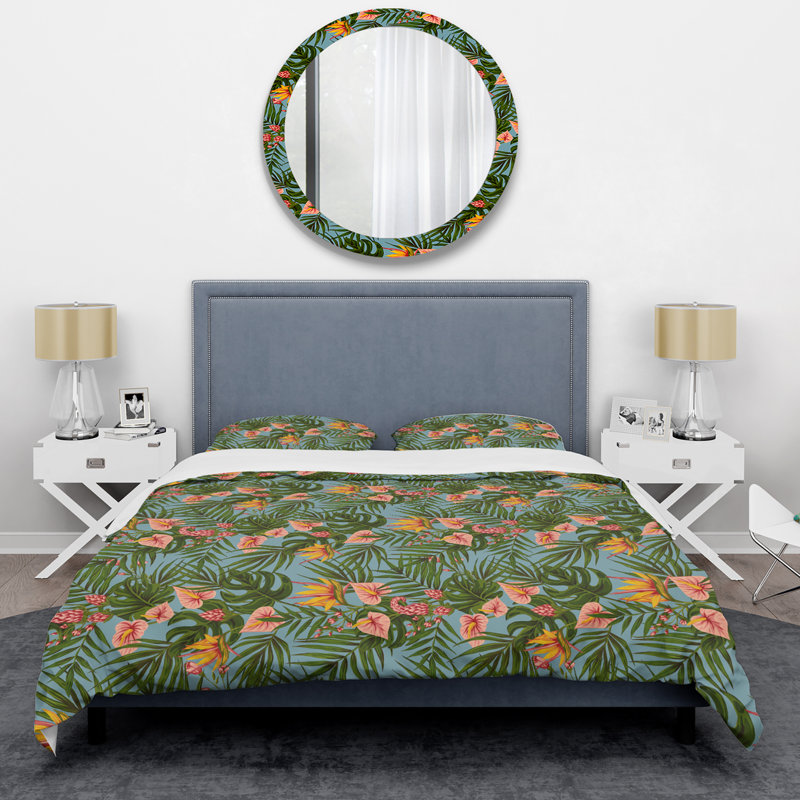 Ensemble de housse de couette en microfibre vert / rose / jaune 3 pièces