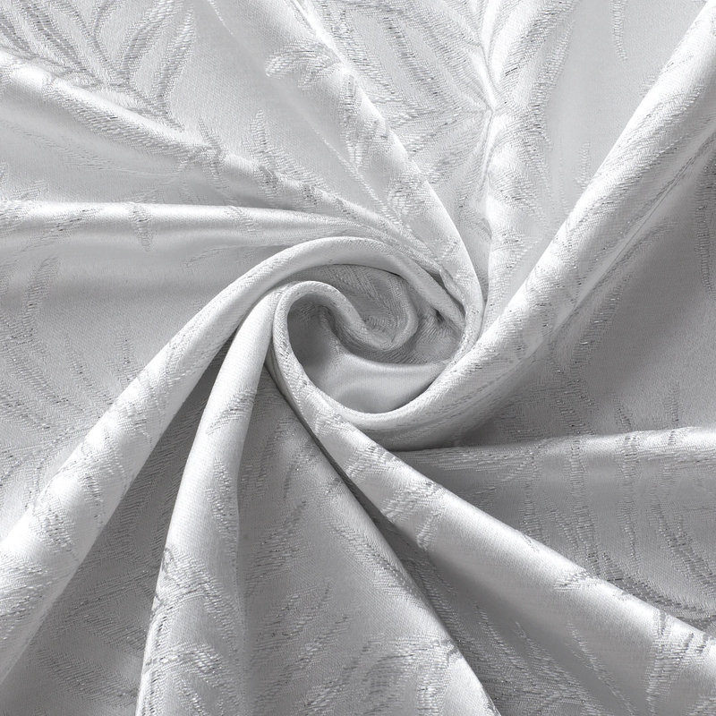 Bayou Breeze Palm 3D Palm Tree Leaves Textured Weaved Lurex Designed 3D Fabric Shower Curtain 70" X 72" In White, White
